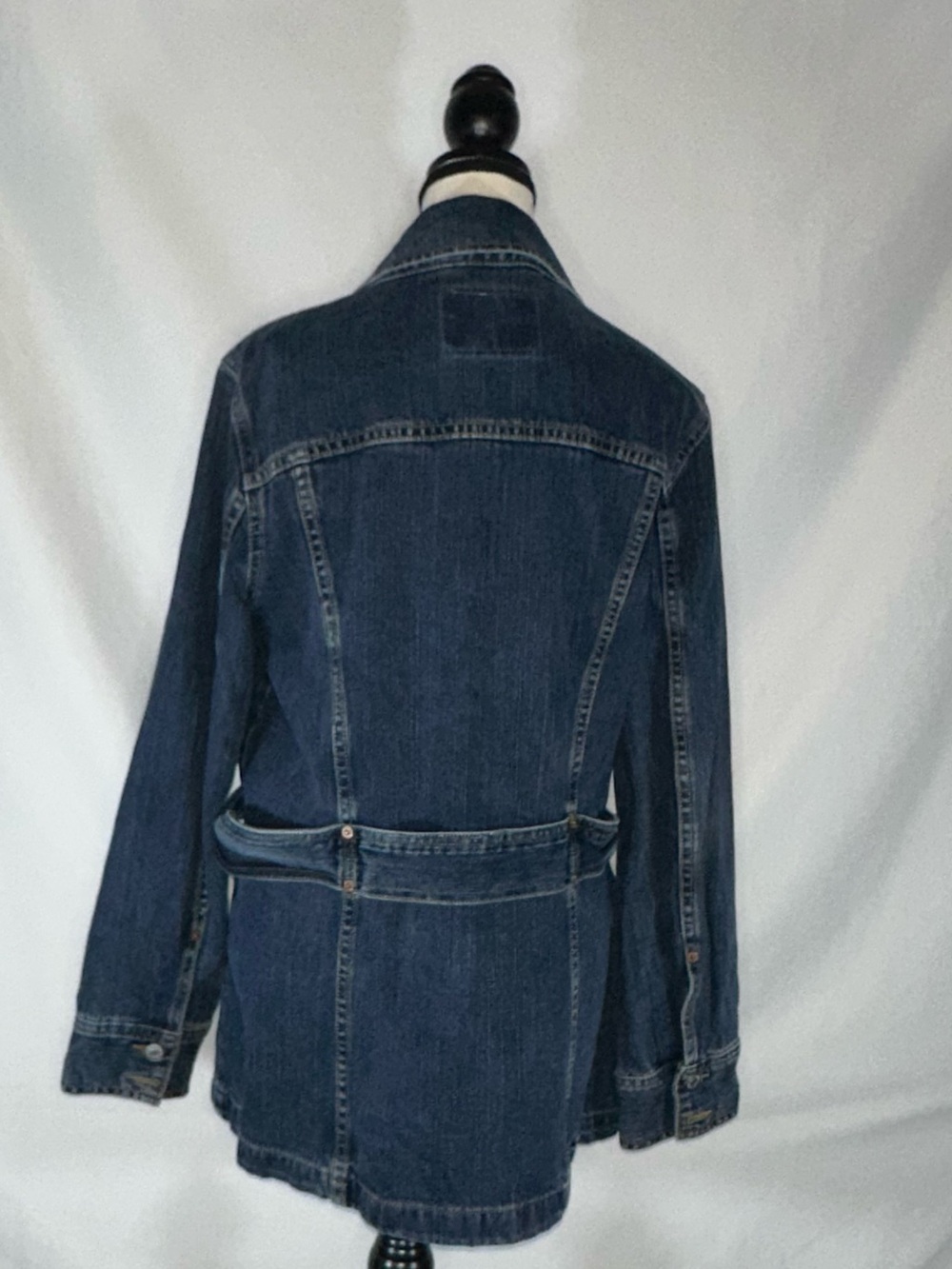 Vintage Y2K Levis Bush Jacket Full Zip Denim Jean Belted Chore Jacket Size Large - Picture 9 of 14
